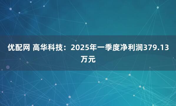 优配网 高华科技：2025年一季度净利润379.13万元