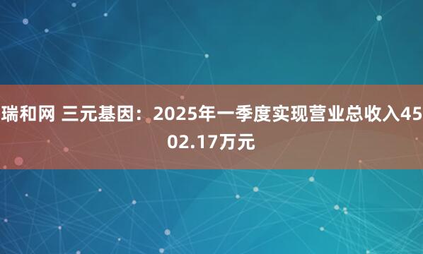 瑞和网 三元基因：2025年一季度实现营业总收入4502.17万元