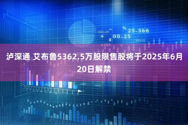 泸深通 艾布鲁5362.5万股限售股将于2025年6月20日解禁